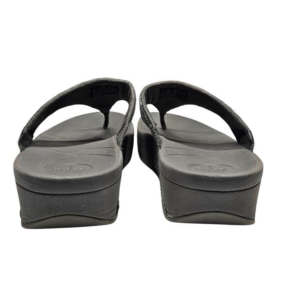 FitFlop Lulu Superglitz Silver Metallic Platform Thong Toe Post Sandals Size 7 - Picture 6 of 9